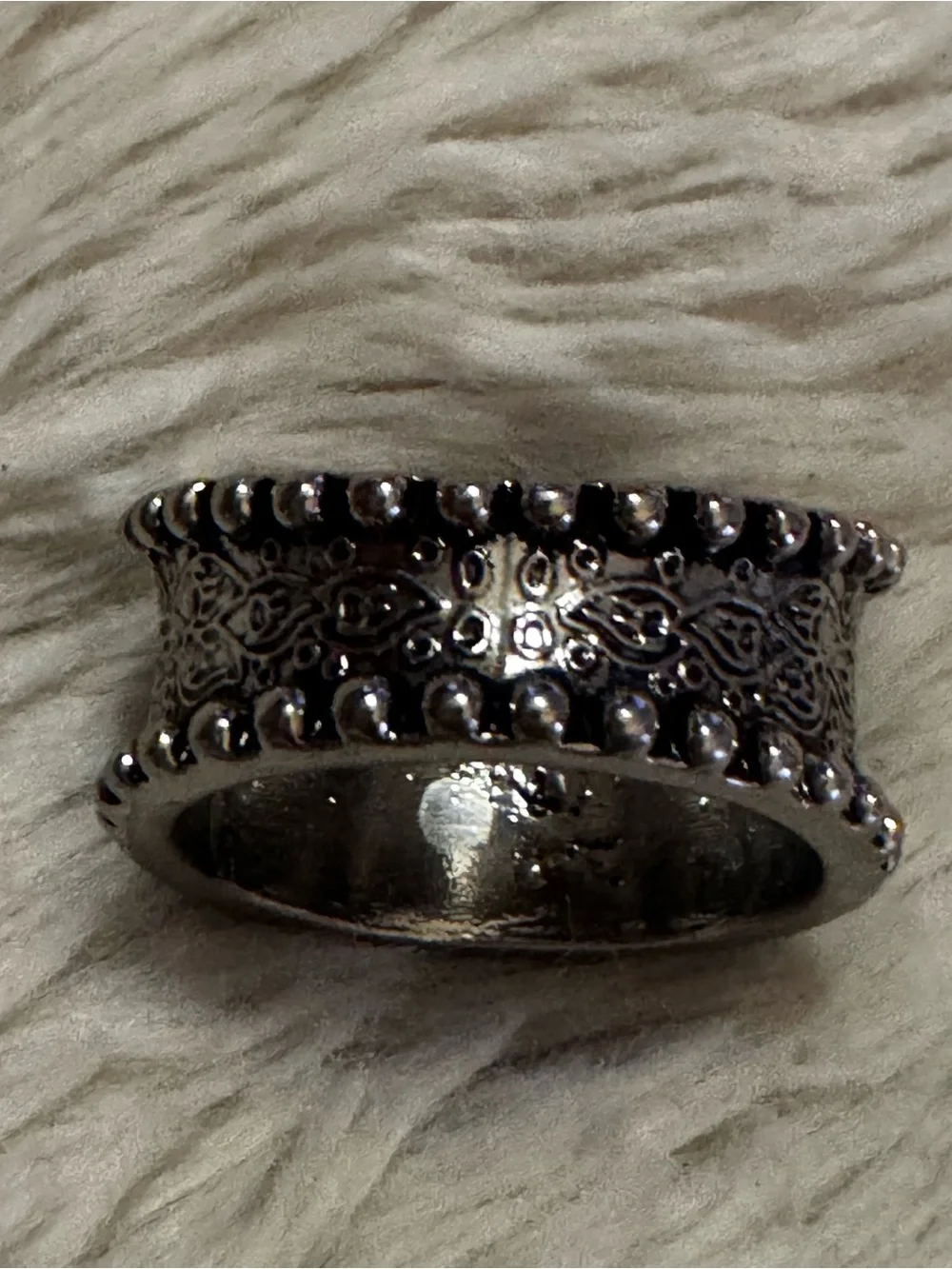 Boho Statement Ring Silver Tone Clear Crystal Turquoise Cabochons Sz 10.5 Unisex